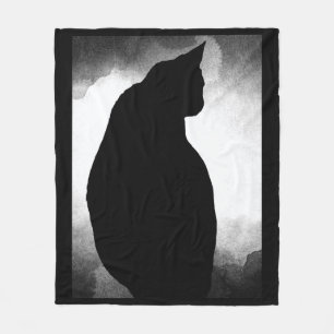 Black Cat Silhouette Fleece Blanket