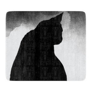Black Cat Silhouette Glass Cutting Board
