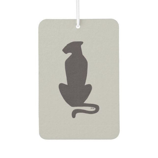 Black Cat Silhouette grey car air freshener (Front)