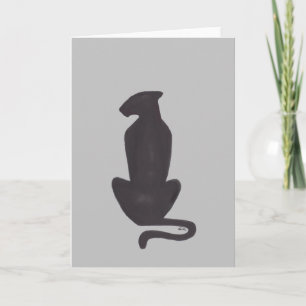 Black Cat Silhouette grey greeting card