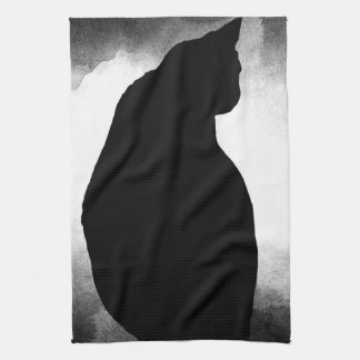 Black Cat Silhouette Kitchen Towel
