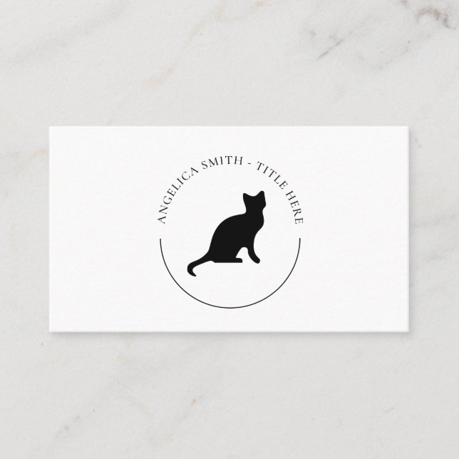 Black Cat Silhouette Logo Business Card (Front)