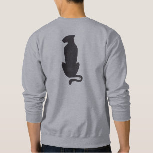 Black Cat Silhouette men grey sweatshirt back