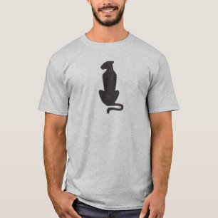 Black Cat Silhouette men grey T-shirt