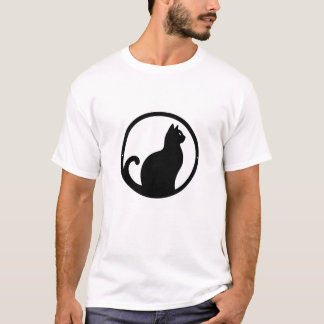 Black Cat Silhouette Minimalist Print T-Shirt