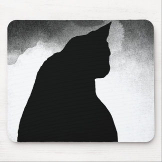 Black Cat Silhouette Mouse Pad