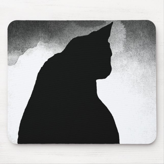 Black Cat Silhouette Mouse Pad (Front)