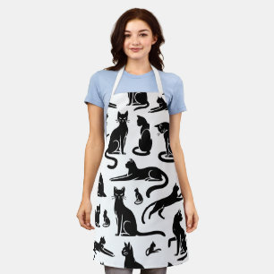 Black Cat Silhouette Pattern Apron