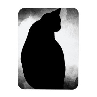 Black Cat Silhouette Photo Magnet