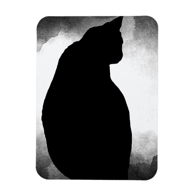 Black Cat Silhouette Photo Magnet (Vertical)