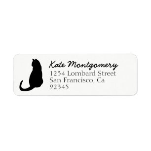 Black Cat Silhouette Return Address Label