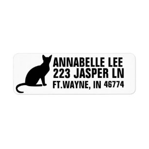 BLACK CAT SILHOUETTE RETURN ADDRESS LABELS