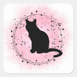 Black Cat Silhouette Square Sticker