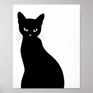 Black Cat Silhouette Wall Art Poster