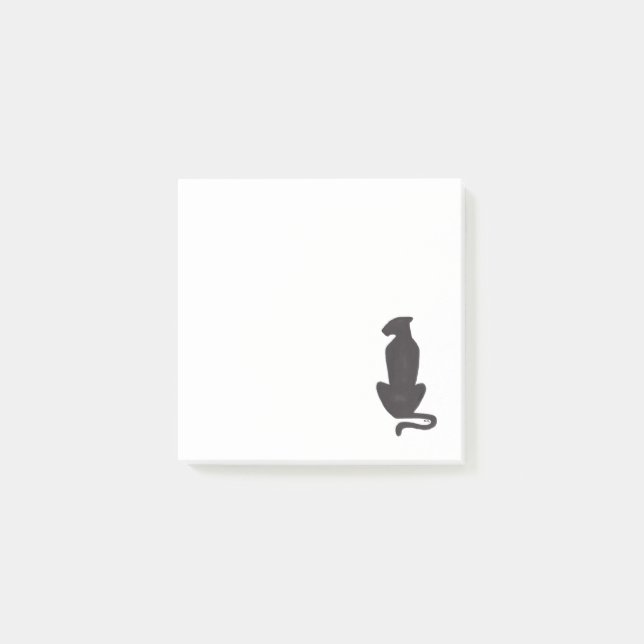 Black Cat Silhouette white note pads (Front)
