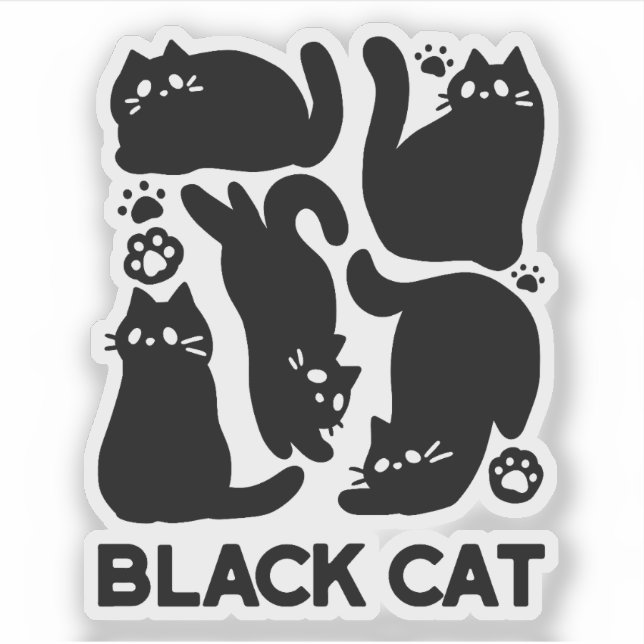 Black Cat Silhouettes - Cute Feline Design (Front)