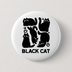 Black Cat Silhouettes - Cute Feline Design 6 Cm Round Badge
