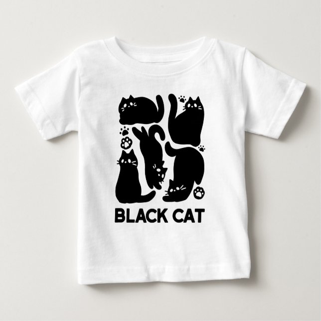 Black Cat Silhouettes - Cute Feline Design Baby T-Shirt (Front)