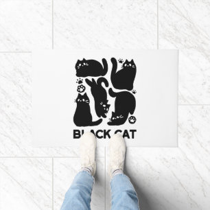 Black Cat Silhouettes - Cute Feline Design Doormat