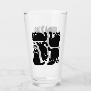 Black Cat Silhouettes - Cute Feline Design Glass