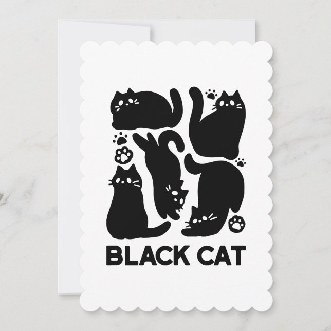 Black Cat Silhouettes - Cute Feline Design Holiday Card (Front)