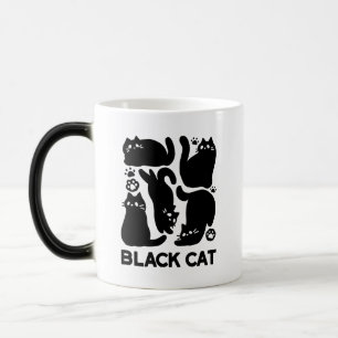 Black Cat Silhouettes - Cute Feline Design Magic Mug