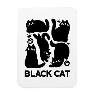 Black Cat Silhouettes - Cute Feline Design Magnet