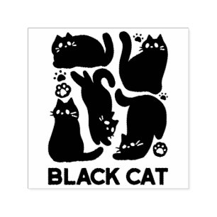 Black Cat Silhouettes - Cute Feline Design Self-inking Stamp
