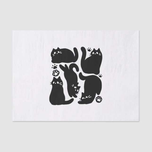 Black Cat Silhouettes - Cute Feline Design Tissue Paper (Front)