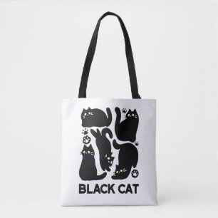 Black Cat Silhouettes - Cute Feline Design Tote Bag