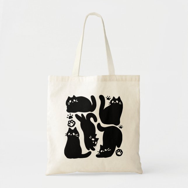 Black Cat Silhouettes - Cute Feline Design Tote Bag (Front)