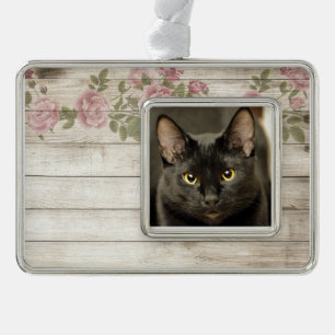 Black Cat Silver Plated Framed Ornament