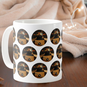 Black cat sitting in box airplane Personalized fun Coffee Mug