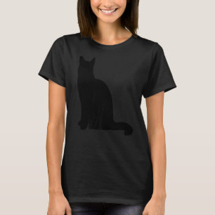 Black Cat Sitting Silhouette Vector Cut Out T-Shirt