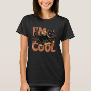 Black Cat Skateboard Cool Skateboarding Boy Girl C T-Shirt