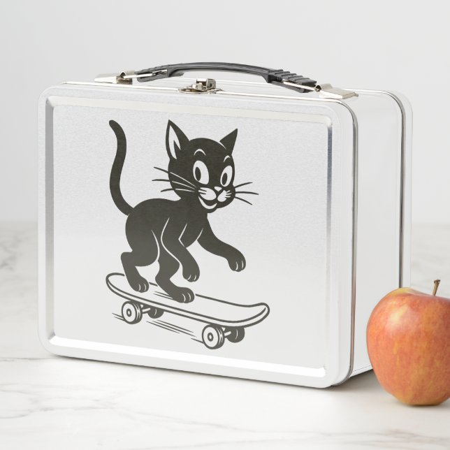 Black Cat Skateboarding Metal Lunch Box (In Situ)