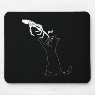 Black Cat Skeleton Hand Boop Cat Nose Funny Mouse Pad
