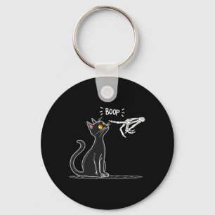 Black Cat Skeleton Hand Boop Halloween Performance Key Ring