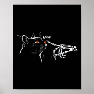 Black Cat Skeleton Hand Boop Halloween Pet Women G Poster