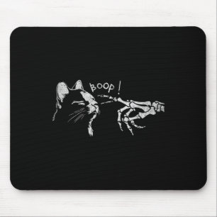 Black Cat Skeleton Hand Boop On A Cat's Nose Funny Mouse Pad