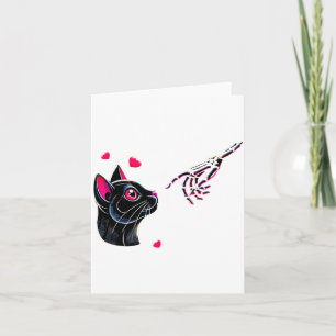 Black Cat Skeleton Hand Boop Valentines Day Pet O Card