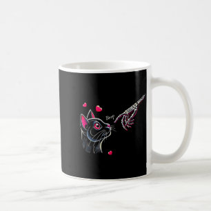 Black Cat Skeleton Hand Boop Valentine's Day Pet O Coffee Mug