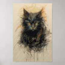 Black Cat Sketch "Feline Enigma"