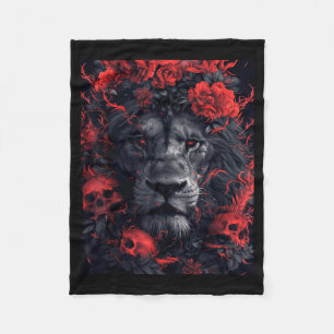 Black Cat Skull Collage Lion Halloween Men Women Fleece Blanket