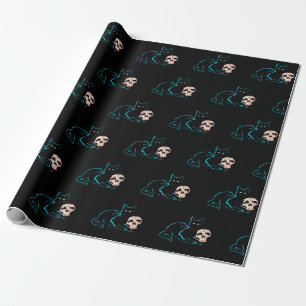 Black Cat & Skull Halloween  Wrapping Paper