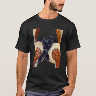 Black Cat Slouched Between Wo Chairs Legs Crossed T-Shirt