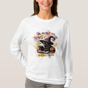 Black Cat Social Book Club - Watercolor Splash T-Shirt