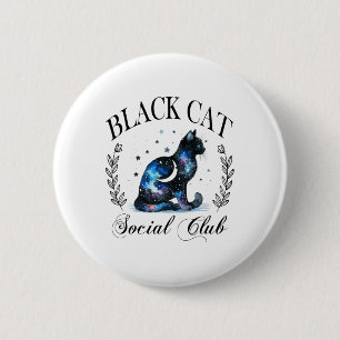 Black Cat Social Club Celestial Cat Halloween Goth 6 Cm Round Badge