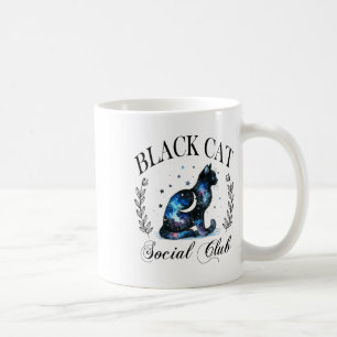 Black Cat Social Club Celestial Cat Halloween Goth Coffee Mug