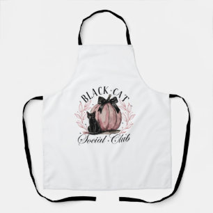 Black Cat Social Club Halloween Pumpkin Spooky Cat Apron